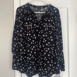 Black and White Floral Blouse